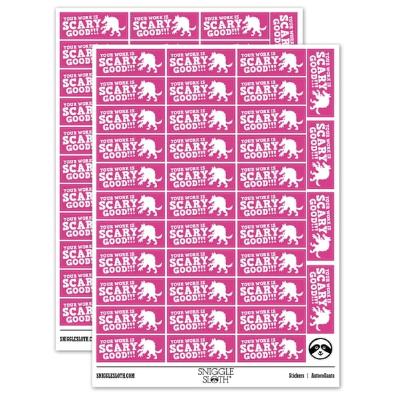 Your Work is Scary Good Monster Teacher Student School Sticker Set - Hot Pink - Gloss Finish - 1.5" Small
