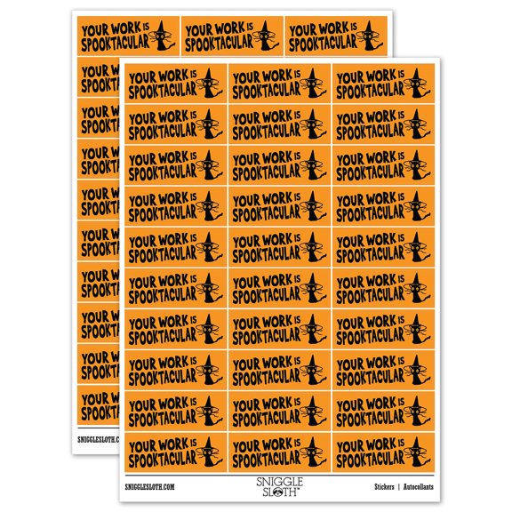Your Work is Spooktacular Spectacular Teacher Student School Sticker Set - Orange - Gloss Finish - 1.75" Medium