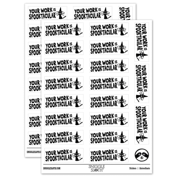 Your Work is Spooktacular Spectacular Teacher Student School Sticker Set - White - Matte Finish - 2.00" Large