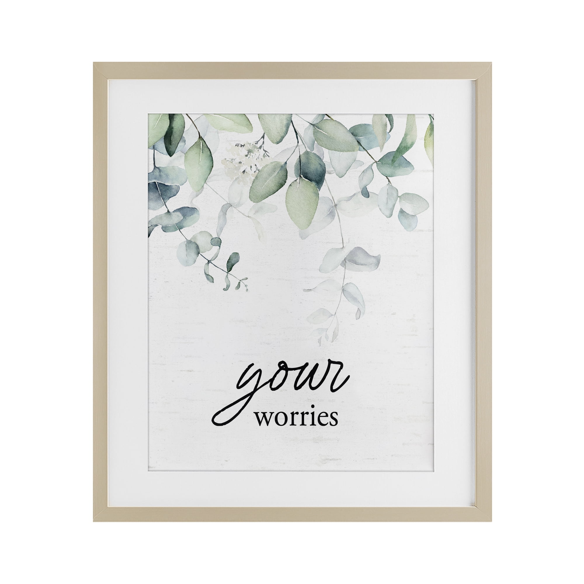Your Worries Eucalyptus Birch Framed Print Under Glass, design by Lettered and Lined