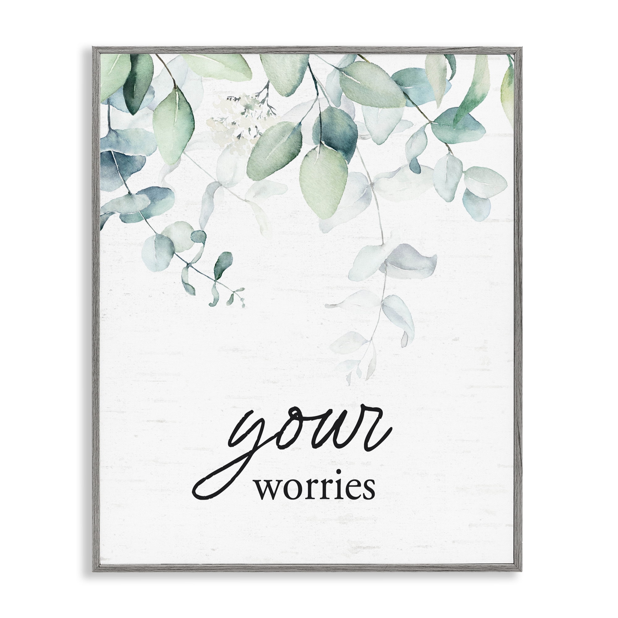 Your Worries Eucalyptus Gray Framed Giclee Art, design by Lettered and Lined