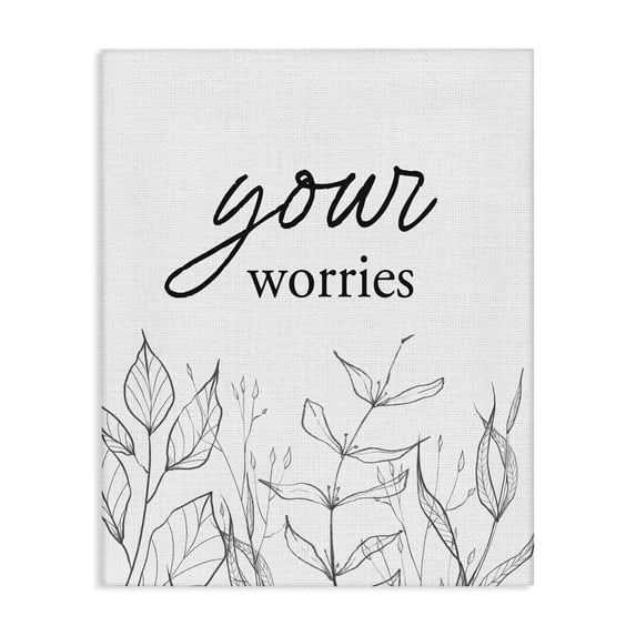 Stupell Industries Contemporary Your Worries Minimalist Leaves Canvas Art, 16 x 20, by Lettered and Lined