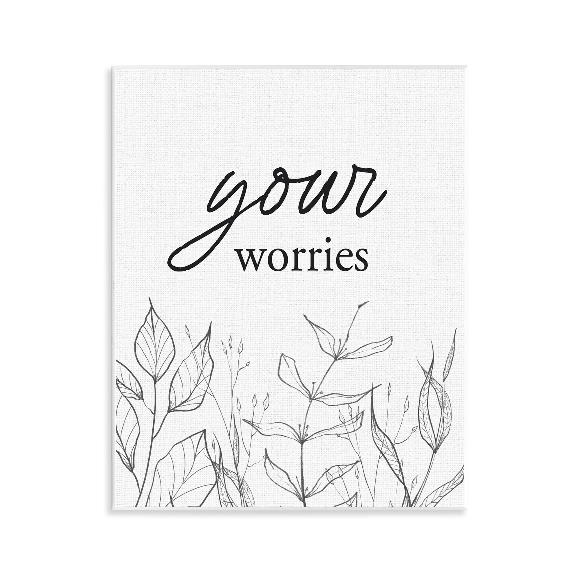 Your Worries Minimalist Leaves Wall Plaque Art, design by Lettered and Lined