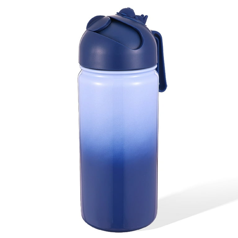 AQwzh 32 oz Blue Stainless Steel Water Bottle with Wide mouth, Straw, and  Lid 