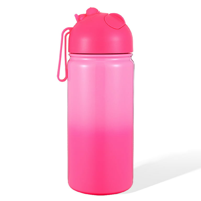 Your Zone 14 fl oz Stainless Steel Double Wall Insulated Water Bottle, Wide  Mouth Straw Lid, Pink Ombre