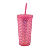 Your Zone 16-Ounce Acrylic Iridescent Textured Tumbler with Straw, Pink