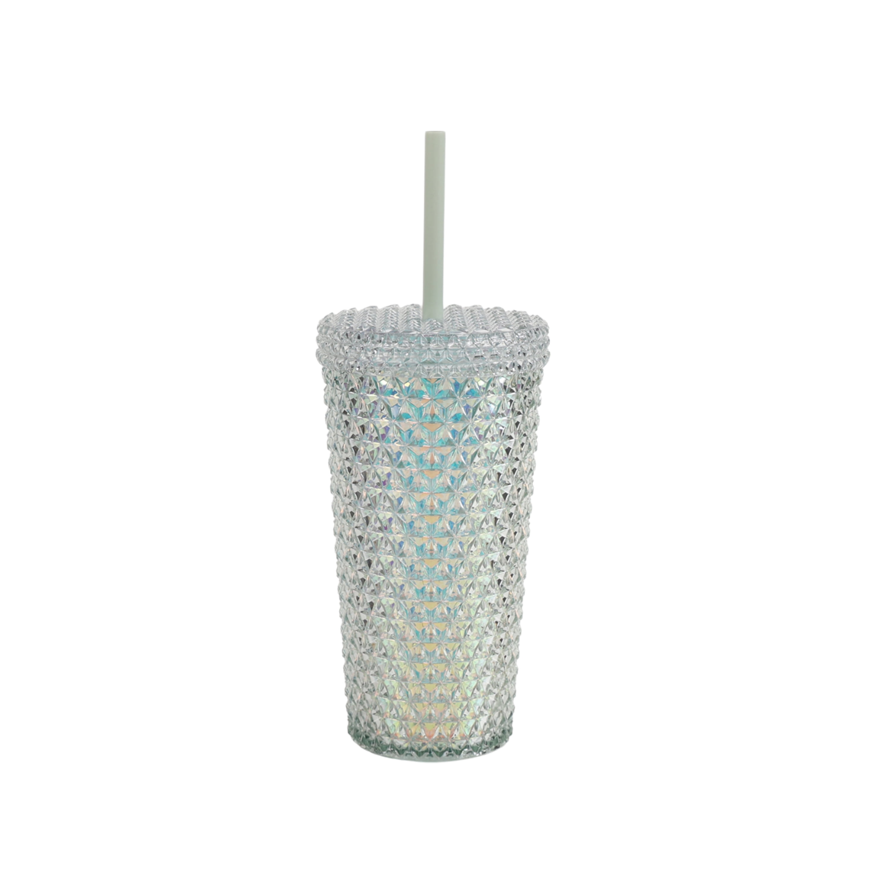 Your Zone 16 Ounce Plastic Textured Iridescent Tumbler, Green
