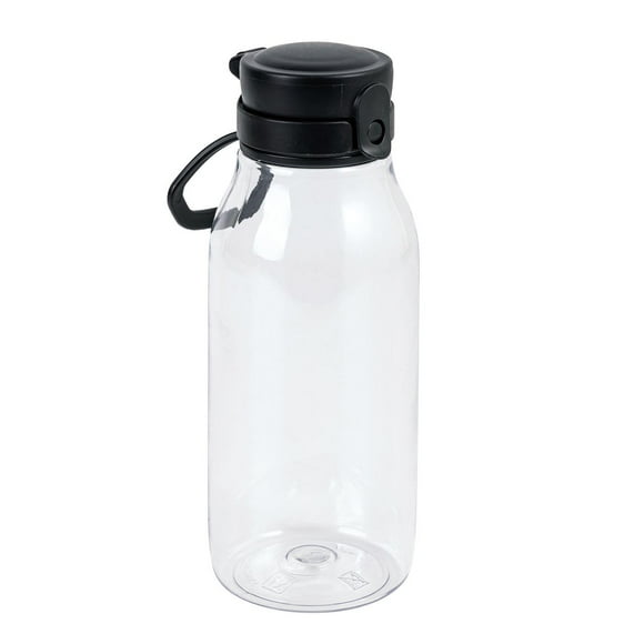 Your Zone 16 Fluid oz Plastic Water Bottle with Flip Top Chug Lid, No Straw, Clear with Black Lid, Reusable