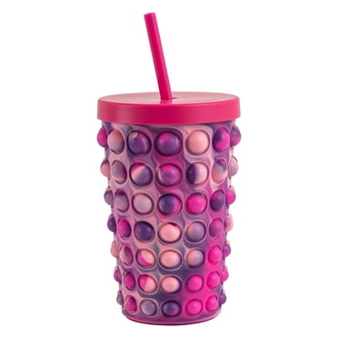 Your Zone 16 oz Popit Water Tumbler, Pink, Silicone Bubble Sleeve