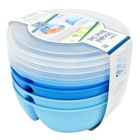 Your Zone 2-Divided Bowl with Lid, 18 oz, Blue