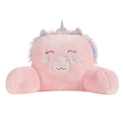 Your Zone 21.25" x 21" Pink Unicorn Faux Fur Backrest Lounger Pillow