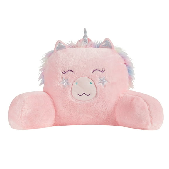 Your Zone 21.25" x 21" Pink Unicorn Faux Fur Backrest Lounger Pillow
