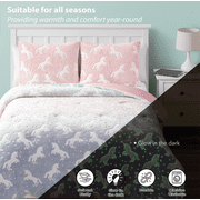 Your Zone 3-Piece Glow in the Dark Unicorn Comforter Set Twin/Full, Unisex, Kids