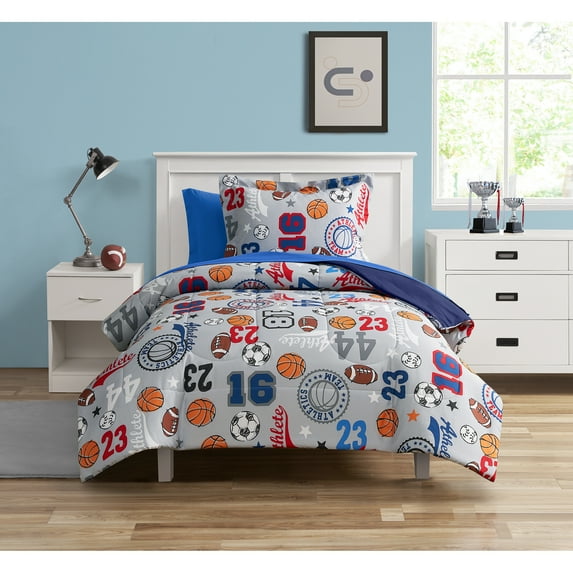 Your Zone 5 Piece Blue Sports Polyester Bedding Set for Boys, Twin