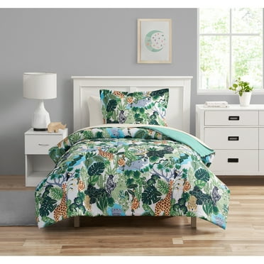 Your Zone 5-Piece Green Jungle Polyester Bedding Set for Kids, Twin