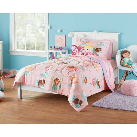 Your Zone 5 Piece Pink Fairies Reversible Polyester Bedding Set for Kids, Twin