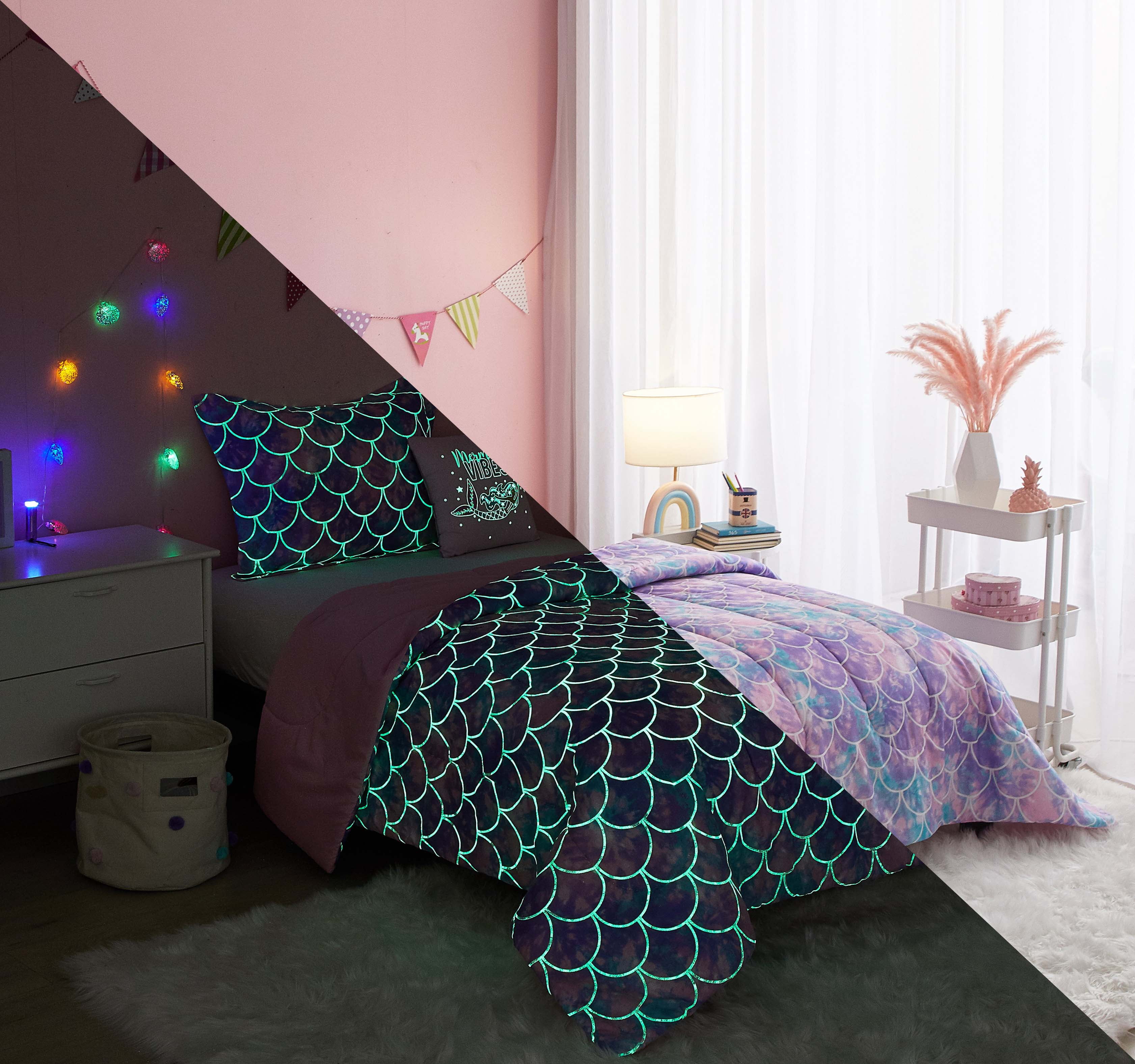 Your Zone Mermaid 5 Piece Comforter Sets, Twin with Sham, Decorative Pillow