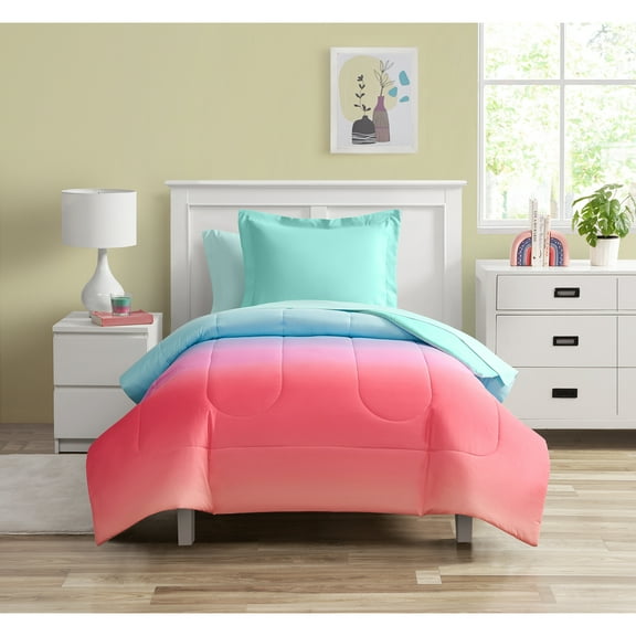 Your Zone 5 Piece Rainbow Ombre Polyester Bedding Set for Girls, Twin