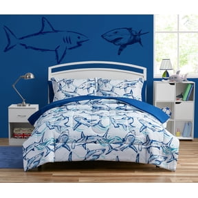 Your Zone 7-Piece Shark Bed-in-a-Bag Bedding Set for Kids, Full