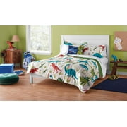 Your Zone 7 Piece Green and Blue Dino Reversible Polyester Bedding Set for Kids, Full