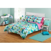 Your Zone 7 Piece Teal and Pink Mermaid Reversible Polyester Bedding Set for Kids, Full