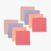 Your Zone 8 Pack Kids Wash Cloths Cotton Blended Fabric, Pink, Purple, and Coral