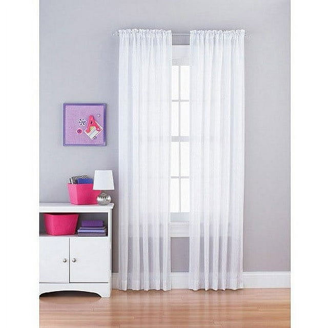 Your Zone 84 in. Sequin Stripe Single Curtain Panel, White