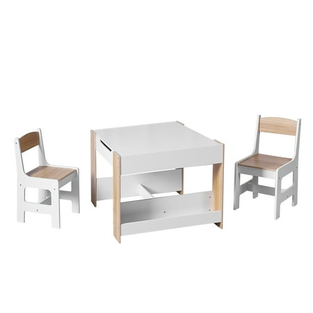 Your Zone Kids Activity Table & Chair Set with Storage – Whiteboard & Chalkboard Play Table for Crafts, Learning & Homeschool