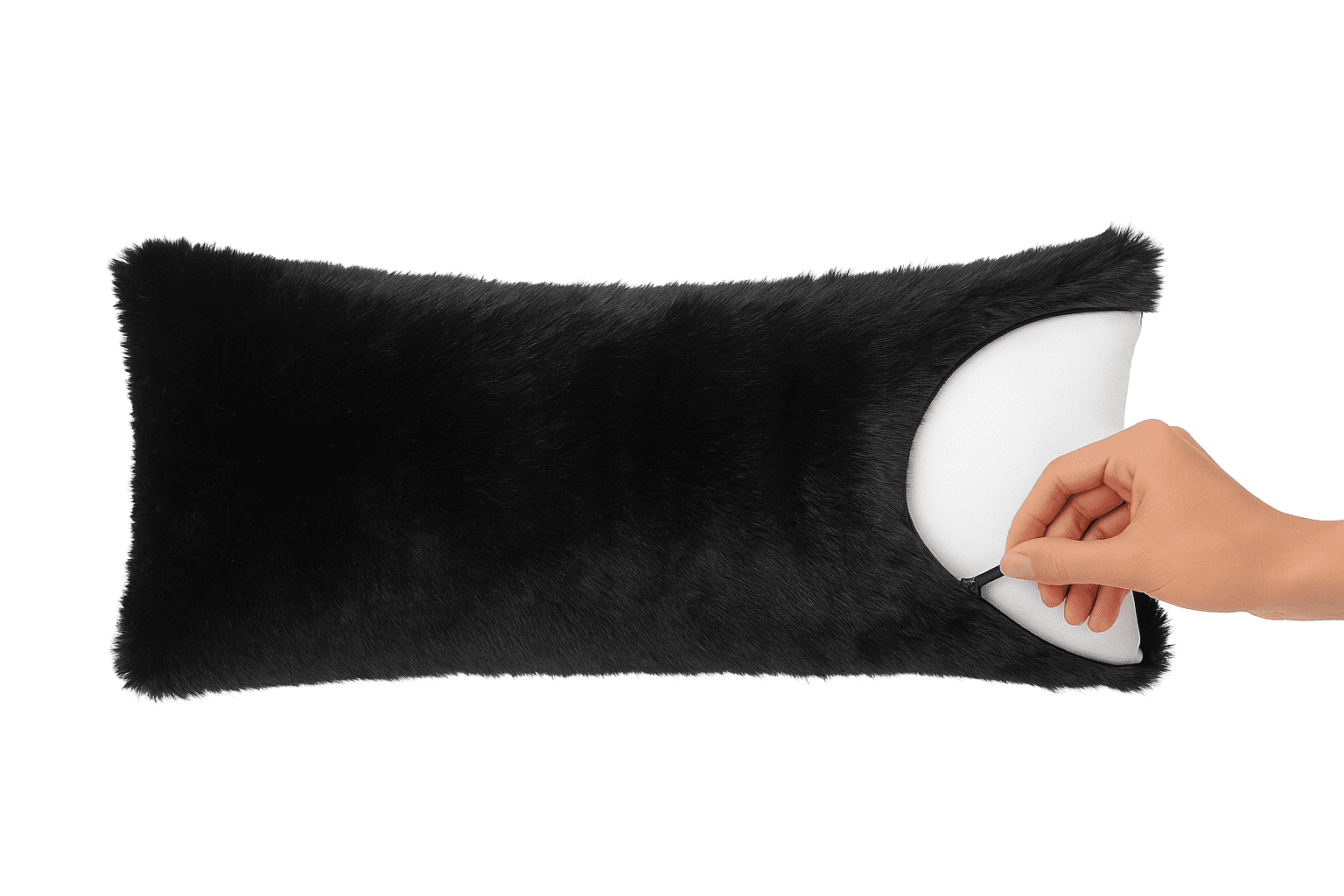 Your Zone Black Long Hair 20" x 48" Body Pillow Cover