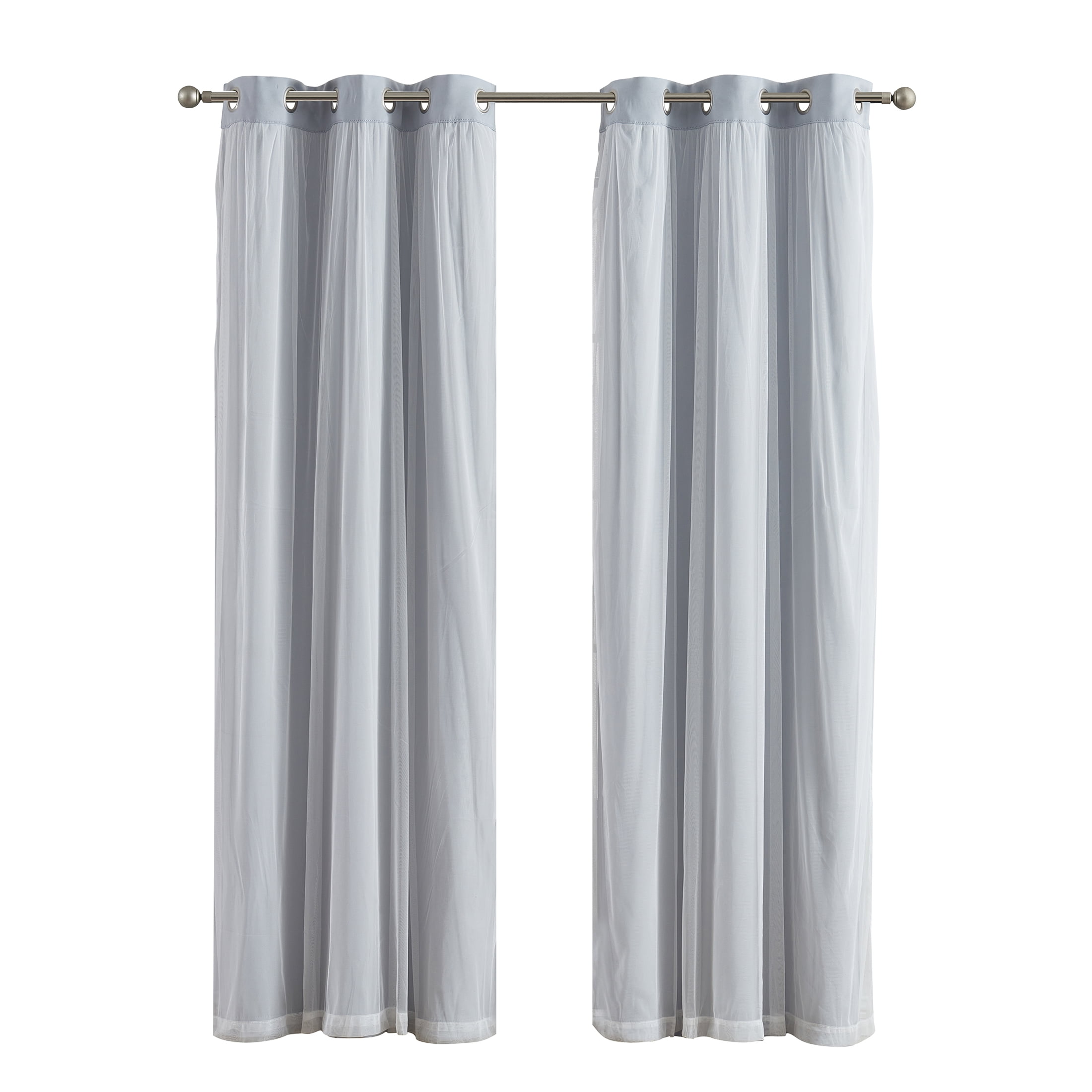 Your Zone Blackout Curtain Panel with Sheer Overlay, 1 Panel, Grey, 37" W x 84" L