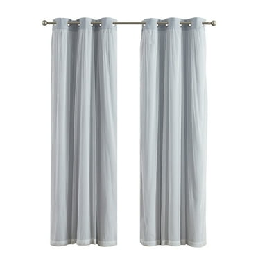 Your Zone Blackout Curtain Panel with Sheer Overlay, 1 Panel, Grey, 37" W x 84" L