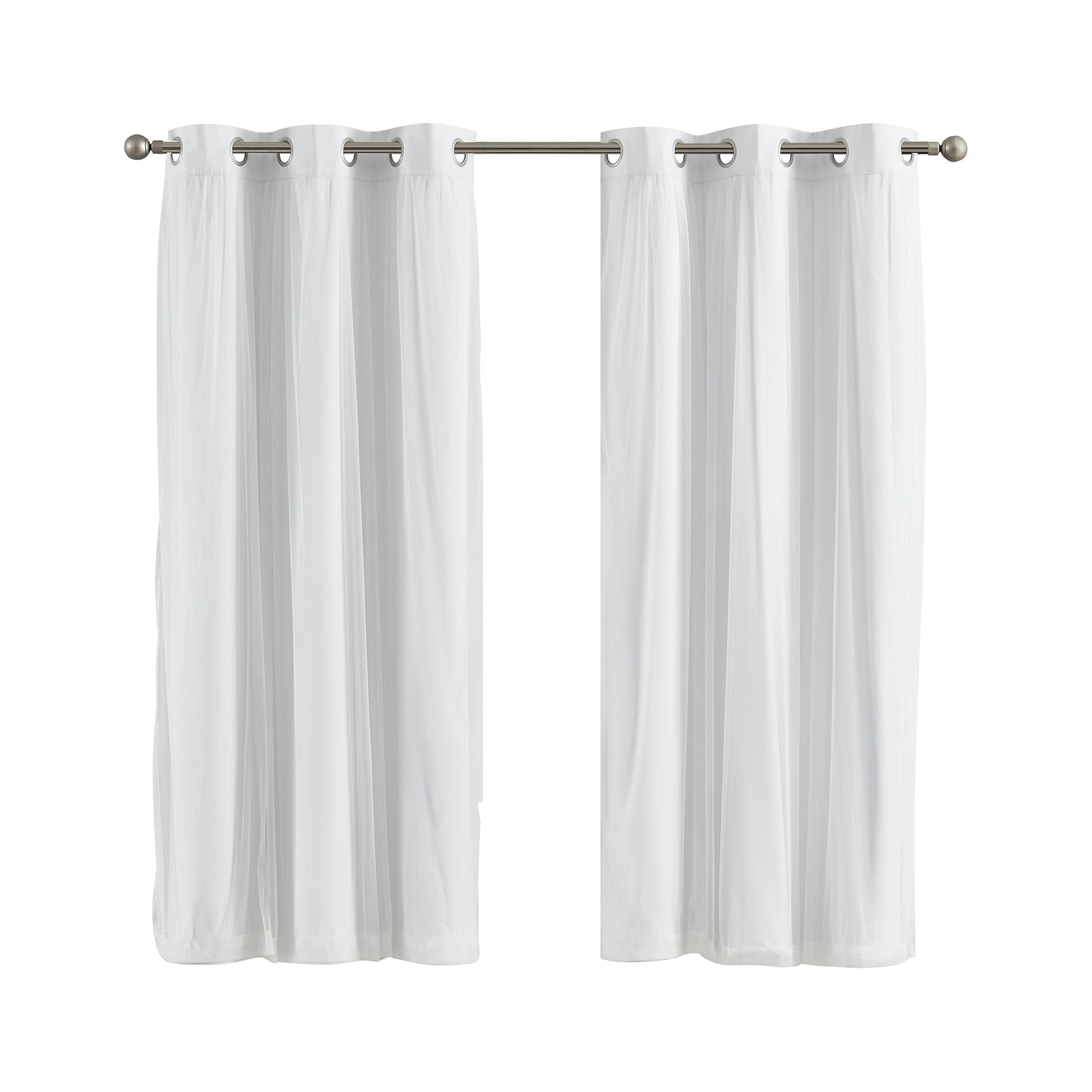 Your Zone Blackout Curtain Panel with Sheer Overlay, 1 Panel, White, 37" W x 63" L