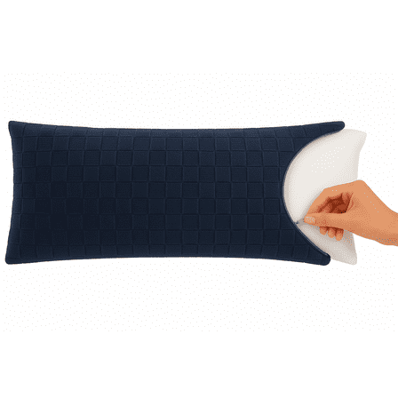 Your Zone Blue Cove Checkered Jacquard Plush 20" x 48" Body Pillow Cover