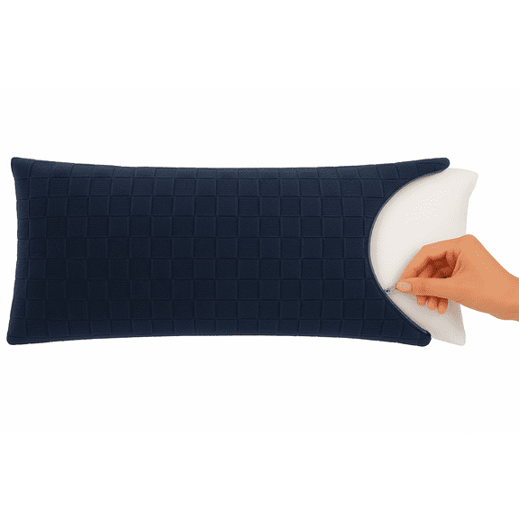 Your Zone Blue Cove Checkered Jacquard Plush 20" x 48" Body Pillow Cover