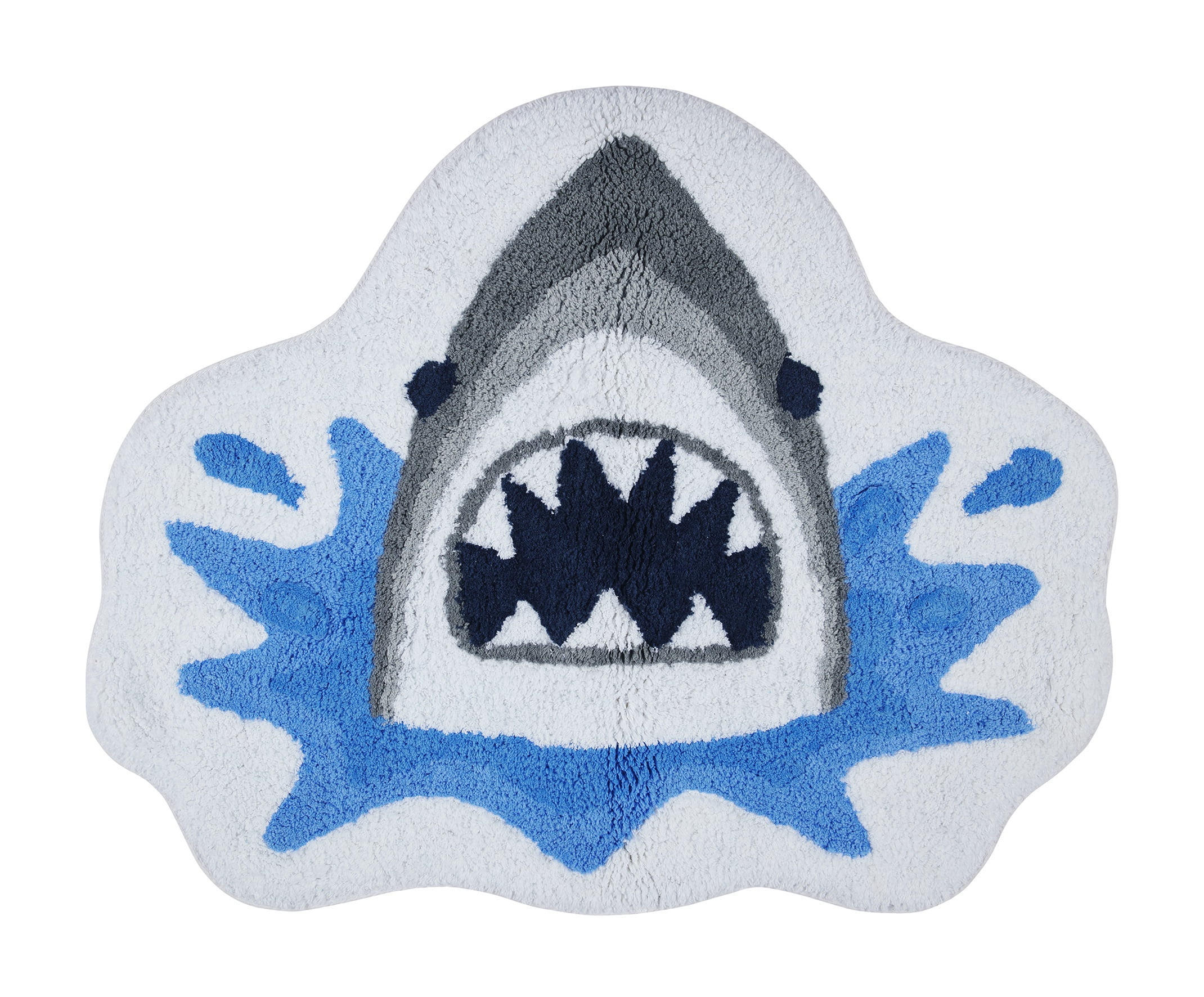Your Zone Blue and Gray Shark Shaped 19 x 23 inch 100% Cotton Bath Rug ...