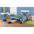 thumbnail image 1 of Your Zone Blue Stripe Twin Bedding Set for Kids, Machine Wash, 5 Pieces, 1 of 5