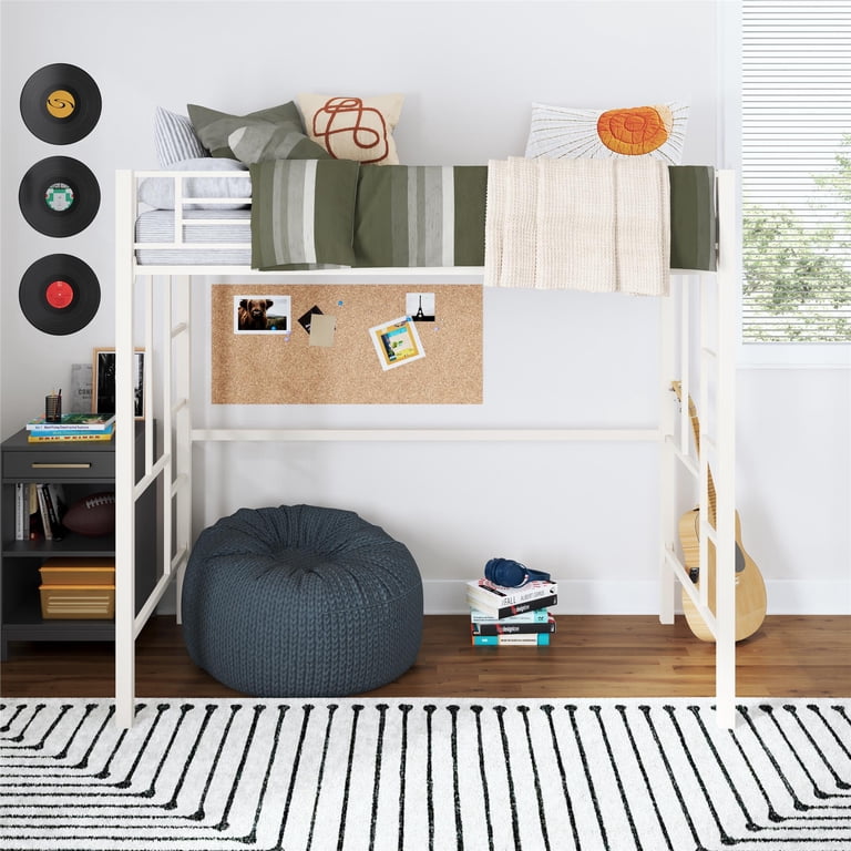 Your Zone Brittain Twin Metal Loft Bed, Off White - Walmart.com