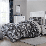 Your Zone Camouflage Twin Bedding Set for Kids, Grey, 5 Pieces with Storage Bag, Child, Unisex