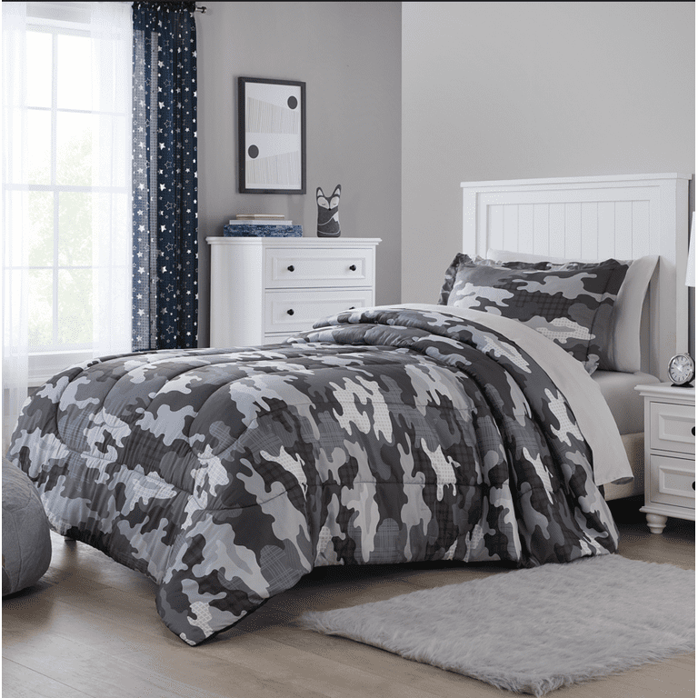 Your Zone Camouflage Twin Bedding Set for Kids Grey 5 Pieces with Storage Bag Child Unisex Walmart