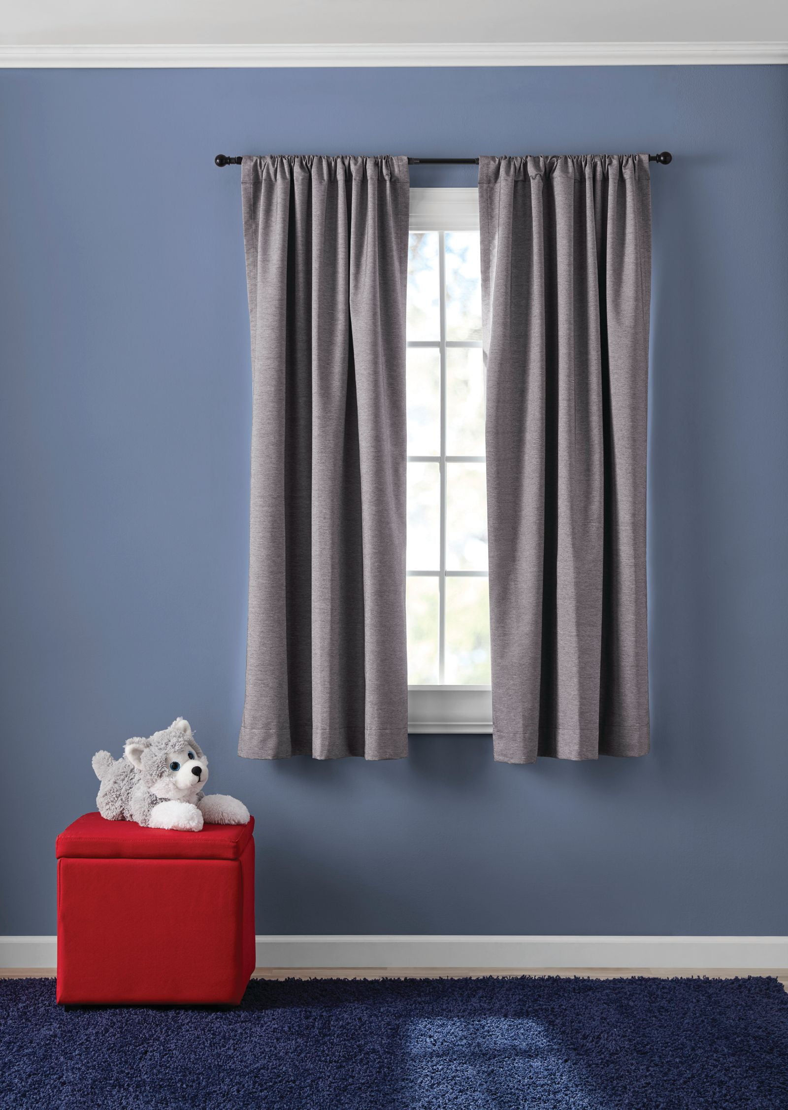 Your Zone Chambray Gray Blackout Window Curtain Panel Pair, 38" x 63"