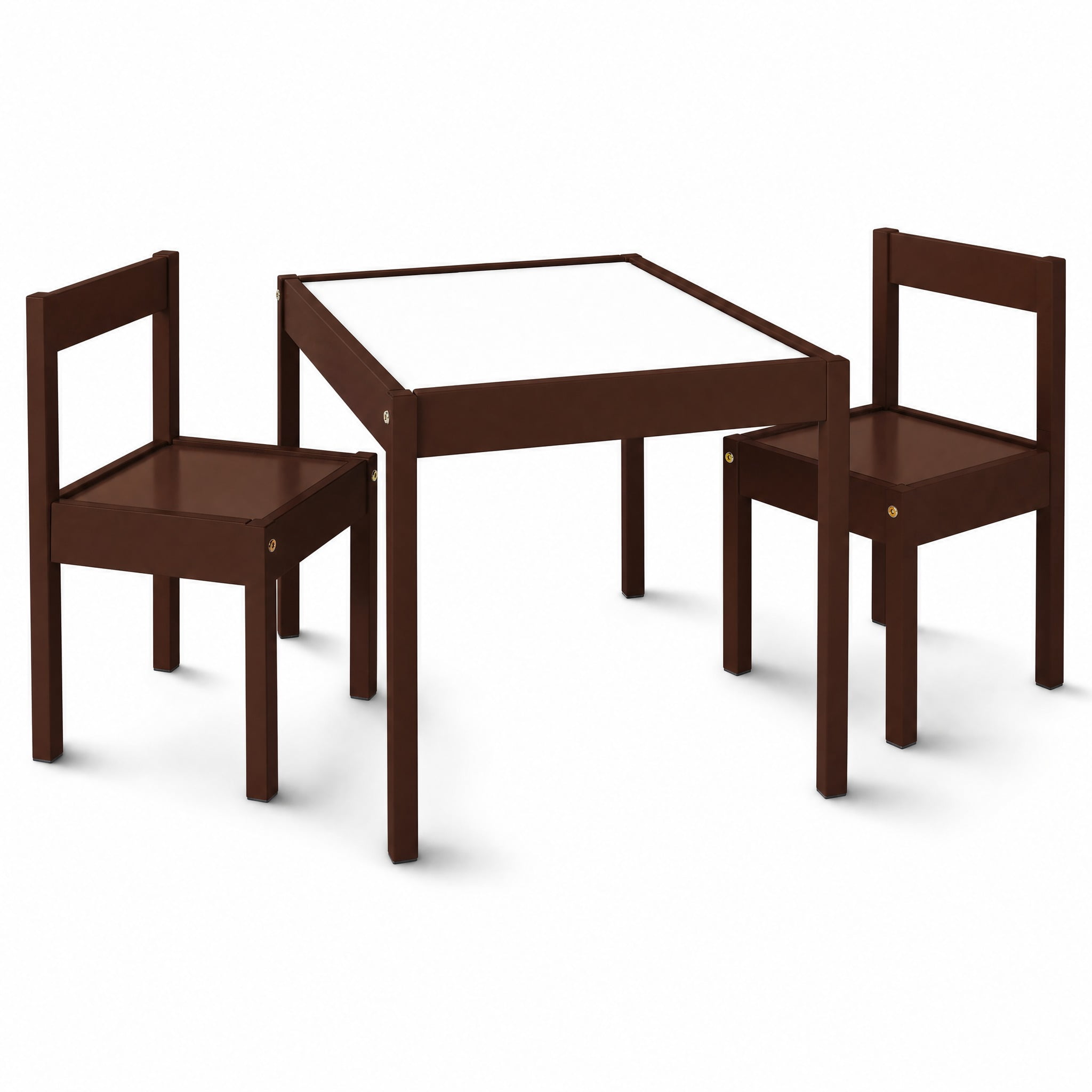 Mainstays Kids 3-Piece Dry Erase Activity Table and Chair Set for Learning, Drawing & Creative Play, Espresso