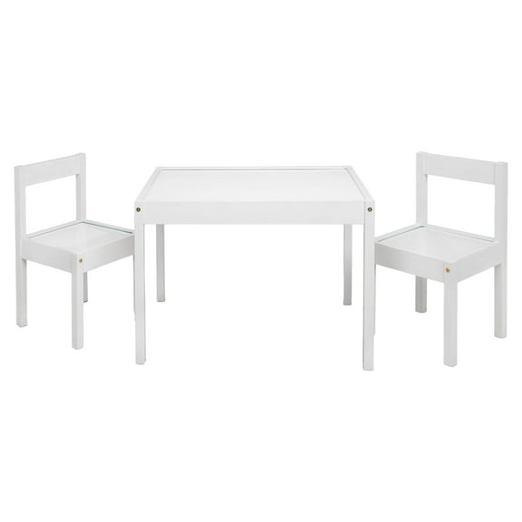 Mainstays Kids Child 3-Piece Table and Chairs Set, in White Age Group 1 to 5 Years Old.