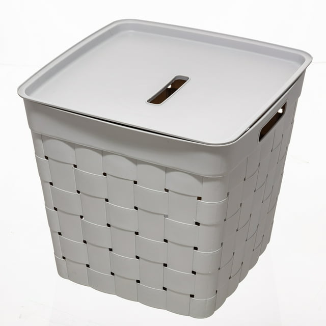 Your Zone Child and Teen Wide Weave Plastic Stacking Storage Bin with