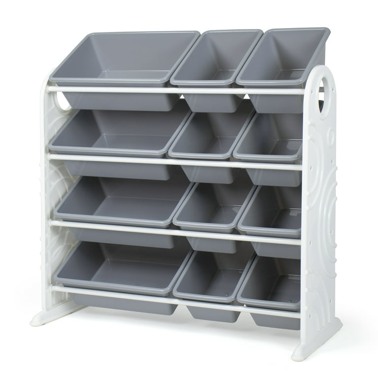 White/Multi 12-Bin Kids Toy Storage Organizer