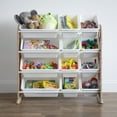 thumbnail image 1 of Your Zone Children Plastic and Metal Toy Storage Racks with 12 Storage Bins, Mocha and White, 1 of 11