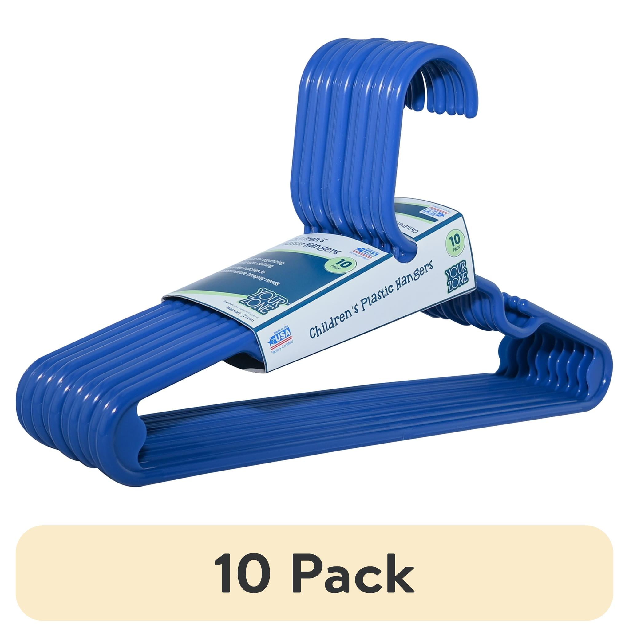 10 pack Your Zone Children s Clothing Hangers 10 Pack Blue Sizes up to 8 Durable Plastic Walmart