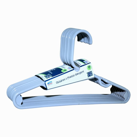 Your Zone Kids' Clothing Hangers, Gray, 10 Count, Fits Sizes Up to 8, Durable Plastic