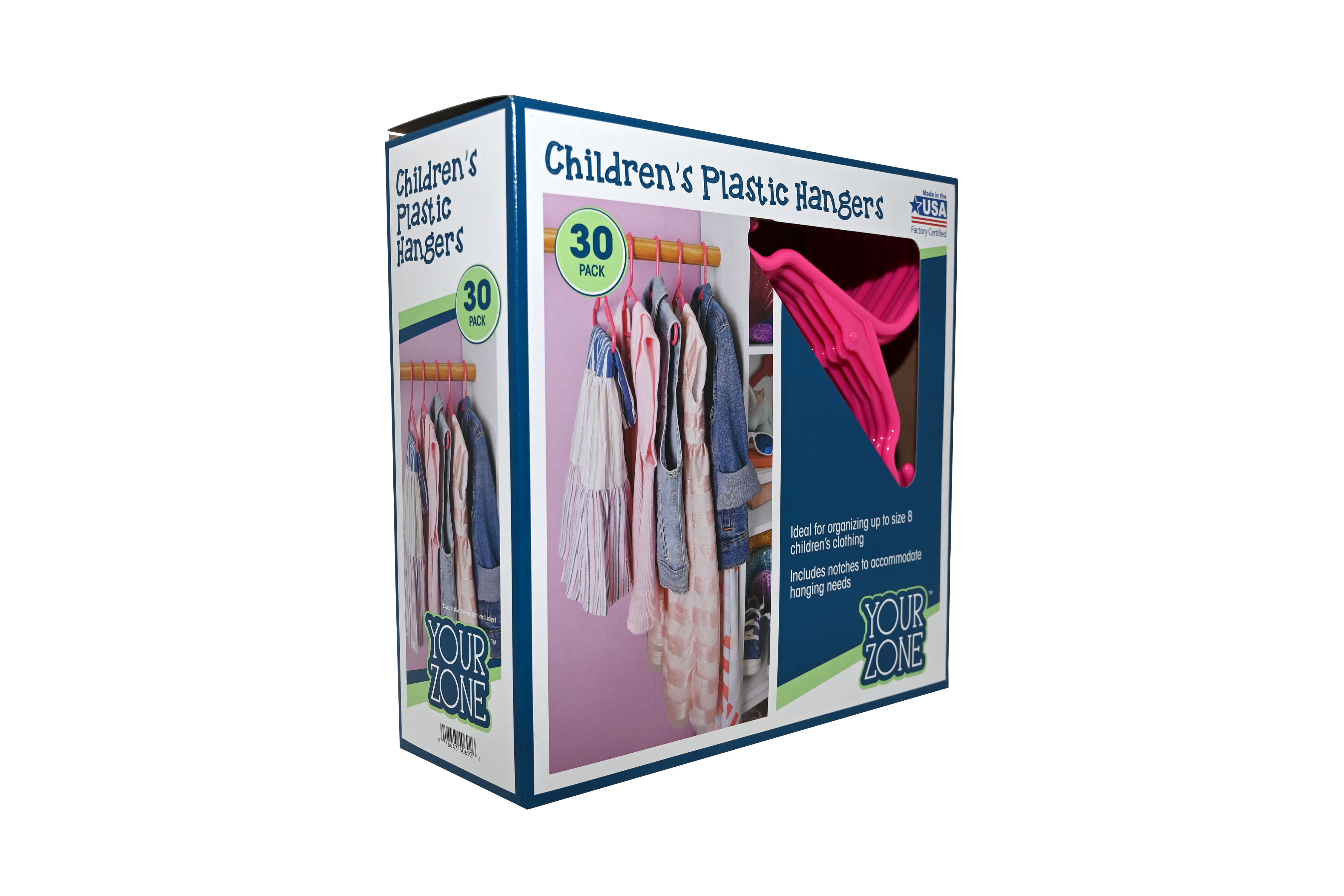 30 Pk Youth Petite Plastic Hangers for Children Clothes Sizes 8 to 14,  Petite, Teen, Preteen, Junior, 30 Pack (White)