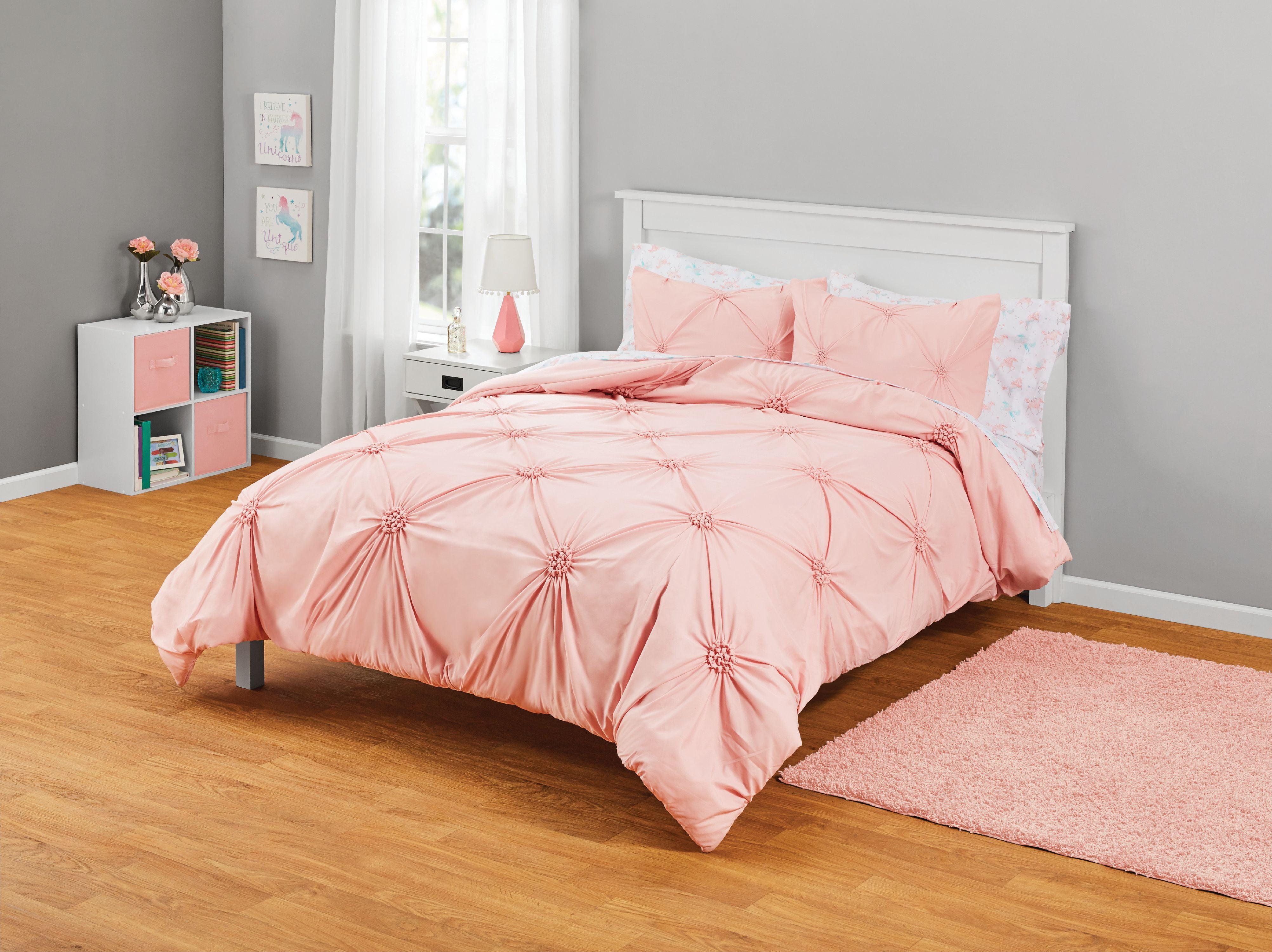 Your Zone Diamond Gather Pink Comforter Set, 3 Piece