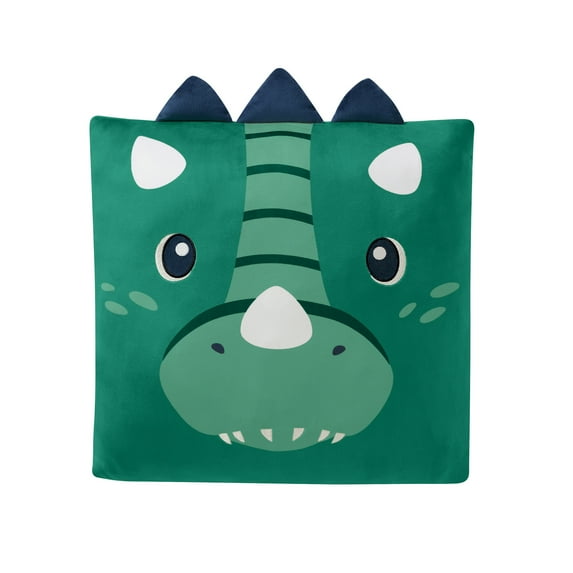 Your Zone Dino Snuggly Decorative Pillow, 18" x 18", Multicolor